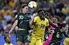 Jamaica's Khadija Shaw, center, jumps for the ball during a Women's World Cup Group C match at Stade des Alpes in Grenoble, France on June 18, 2019. [AP/YONHAP]