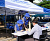Samsung Electronics service engineers set up a temporary service center in Pohang, which was hit hard by a powerful typhoon, to offer free repairs for water-damaged home appliances. [SAMSUNG ELECTRONICS]
