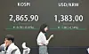 A screen in Hana Bank's trading room in central Seoul shows the Kospi opening on Wednesday. [YONHAP]