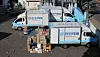 Parcel delivery workers load their trucks at a logistics center in Seoul on Nov.12. Working conditions of delivery workers have become a major social issue as the volume of parcels has increased thanks to the coronavirus outbreak. [YONHAP]