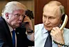U.S. President Donald Trump, left, and Russia's President Vladimir Putin on the phone [AFP/YONHAP]