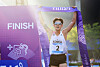 Korea's Jun Woong-tae crosses the finish line at the end of the laser-run to win gold in the men's individual laser-run at the 19th Asian Games at Fuyang Yinhu Sports Centre in Hangzhou, China on Sunday.  [YONHAP]