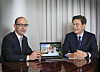 From left, Ramon Pacheco Pardo, KF-VUB Korea Chair at the Centre for Security, Diplomacy and Strategy (CSDS) of the Brussels School of Governance; Michael Reiterer, distinguished professor at the CSDS and former ambassador of the European Union (EU) to Korea; and Kim Chang-beom, former ambassador to the EU and current advisor at the Center for Strategic and Cultural Studies, speak with the Korea JoongAng Daily about their joint report on policy recommendations for the Yoon Suk-yeol government on Europe, at the Plaza Seoul. [PARK SANG-MOON]