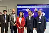Science Minister Lee Jong-ho, second from right, poses for a photo at the inaugural Korea-European Union joint researchers forum on semiconductors in Belgium on March 25, 2024, in this photo provided by Lee's office. [YONHAP]