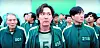Lee Jung-jae, center, and Park Hae-soo, right, play Gi-hun and Sang-woo in the Netflix series 'Squid Game.' [NETFLIX]