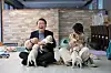 President Yoon Suk-yeol, left, and first lady Kim Keon-hee spends time with dogs training at the Samsung Guide Dog School in Yongin, Gyeonggi on Saturday. [PRESIDENTIAL OFFICE]