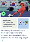 Paik Seung-ho's mid-range screamer scored against Brazil in the 76th minute of the World Cup round of 16 match on Dec. 5 was nominated in FIFA's top 10 goals of the 2022 Qatar World Cup. [SCREEN CAPTURE]