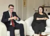 Ricardas Slepavicius, ambassador of Lithuania to Korea, left, and his wife Daiva Slepaviciene speak with the Korea JoongAng Daily at their residence in Seoul on Friday. [PARK SANG-MOON]