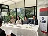From left, Wolfgang Angerholzer, Austrian ambassador to Korea; Shin Ji-young, professor of German literature at Korea University; Shin Hye-yang, professor of German literature at Sookmyung Women's University; and Moon Gwang-hoon, professor of German language and literature at Chungbuk National University, attend the launch of Shin's translation of Austrian author Robert Musil's ″The Man without Qualities″ at the diplomatic residence of Austria in Seoul on Friday. [ESTHER CHUNG]