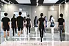 Students practice their runway walking at SM Universe. [KIM KYUNG-ROK]