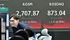 A screen in Hana Bank's trading room in central Seoul shows the stock market prices as it opens on Tuesday. [NEWS1]