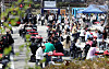 Students at Ajou University in Suwon, Gyeonggi, finally enjoy a spring festival Wednesday after previous years' festivals were canceled due to the pandemic. [YONHAP]