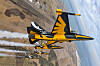 The Korean Air Force's Black Eagles’ KAI T-50B Golden Eagle supersonic advanced trainers take part in the Australian International Airshow at Avalon Airport in Geelong, near Melbourne, Australia on Saturday, local time. The Air Force said Sunday that the Black Eagles aerobatic team was awarded Best Overall Display after taking part in the biennial airshow, which ran from Feb. 28 to Sunday. Some 36 teams from seven countries participated in the event. [AIR FORCE]