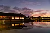 Yeonhwajeong Library, a hanok library in Jeonju, North Jeolla, sitting beside Deokjin Pond with traditional Korean architecture reflected in the water