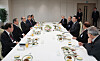 President Yoon Suk Yeol, center right, speaks at a luncheon meeting with doyens in Korea-Japan relations, including former Prime Minister Lee Hong-koo and former ambassadors to Japan, at the Yongsan presidential office in central Seoul Wednesday, ahead of his visit to Tokyo. [PRESIDENTIAL OFFICE]