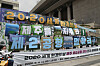 Activists hold pickets that say ’‘2020 World Environment Month,’ ‘Save Jeju Island’ and ‘National Joint Action Against Constructing A Second Airport on Jeju Island’“ at a press conference held in front of the Sejong Center for the Performing Arts on Thursday. Civic groups and environmental activists are urging the government to completely scrap a plan to build a second international airport on Jeju Island due to concerns about the environmental impact. The conflict dates back to when the Ministry of Land, Infrastructure and Transport first announced the plan to build the airport in 2015. [YONHAP]