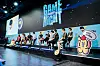 Gen. G Esports players chat with Manchester City ambassadors Shaun Wright-Phillips and Joleon Lescott during a gaming event held at Lotte World in southern Seoul on July 28. [GEN. G ESPORTS]