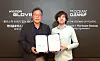 Hyundai Glovis' CEO, Lee Kyoo-bok, left, and Boyan Slat, CEO of The Ocean Cleanup, pose for a photo at Hyundai Glovis' headquarters in eastern Seoul's Seongdong District on Wednesday, commemorating the signing of a partnership aimed at combating the global challenge of ocean plastic waste. Under the partnership, Hyundai Glovis will install cameras on their vessels to gather data on the location and size of floating plastic waste, which will then be shared with the Dutch non-profit organization. Furthermore, Hyundai Glovis will provide logistical support for the transportation of The Ocean Cleanup's specialized equipment, including purpose-built barges designed to collect plastic waste from the ocean's surface. [HYUNDAI GLOVIS]