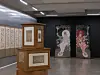 Calligraphic letters written by historical “icons,” like admiral Yi Sun-sin (1545-1598), artist Shin Saimdang (1504-1551) and scholar Yi Hwang (1501-1570), well-known by his pen name Toegye, left, and artist Park Grim's ″Shimhodo″ series (2021-22). [ILMIN MUSEUM OF ART]