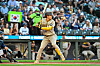 Kim Ha-seong of the San Diego Padres bats during the first inning against the Seattle Mariners at T-Mobile Park in Seattle, Washington on Tuesday. Kim went one-for-four on the game, singling on a line drive in the ninth to extend his hitting streak to 14 games.  [AFP/YONHAP]