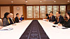 Finance Minister Choo Kyung-ho speaks with Gita Gopinath, the first deputy managing director of the International Monetary Fund, at the government complex in Seoul on Tuesday. The IMF on the same day revised down its 2023 economic growth outlook for Korea to 1.7 percent, a 0.3 percentage-point drop from the growth forecast made in October. [MINISTRY OF ECONOMY AND FINANCE]