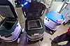 From left, a food delivery variant of the Neubility Neubie robot, patrol variant of Neubie and Police variant of Neubie [CHO YONG-JUN]