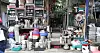 Kitchenware is stacked outside a secondhand store in Hwanghak-dong in Jongro, central Seoul on Wednesday. Used dishes and bowls have become a common site at secondhand stores as restaurants shutdown during the Covid-19 pandemic. According to a Korea Economic Research Institute survey of 500 business between Aug. 10 and 25, 39.4 percent said they are considering shutting down their business. [YONHAP]