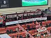 Pohang Steelers fans hold up a banner written in German that translates to 'Iljutcenko, the pride of Pohang, fly even higher!' [YONHAP]