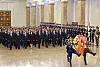North Korean government and party officials visit the Kumsusan Palace of the Sun in Pyongyang on Jan. 1 to pay tribute to North Korea's founder, Kim Il-sung, and his son, Kim Jong-il, to mark New Year's Day, in this photo released by the North's official Korean Central News Agency the next day. The mausoleum enshrines the mummified bodies of Kim Il-sung and Kim Jong-il. [YONHAP]