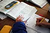 A student works during math class at George Washington High School in San Francisco, Oct. 27, 2021. The 2024 National Assessment of Educational Progress showed progress in math, even as reading skills reached new lows. (Jim Wilson/The New York Times)
