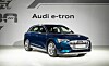 Audi's e-tron 55 quattro is shown at a launch event at the InterContinental Seoul COEX in southern Seoul. [AUDI KOREA]