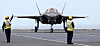 An F-35B stealth fighter jet prepares for takeoff as the British aircraft carrier HMS Queen Elizabeth and its fleet sailed in the East Sea Tuesday for a joint marine drill with Korea for humanitarian and disaster relief missions. [JOINT PRESS CORPS]
