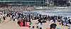 People crowd Haeundae Beach in Busan on Wednesday on a sunny and clear Children’s Day.[YONHAP]