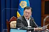 President Moon Jae-in on Monday speaks at a senior secretariat meeting at the Blue House. [YONHAP]