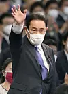 Japan's Prime Minister Fumio Kishida on Sept. 29 at a hotel in Tokyo, after clinching his victory in the election. Kishida's term in office began on Monday. [YONHAP]