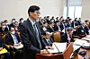 Bank of Korea Gov. Rhee Chang-yong speaks at the National Assembly in Yeouido, western Seoul, on Tuesday. [NEWS1]