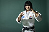 Judoka Huh Mi-mi poses for a photo during an interview with the JoongAng Ilbo at the JoongAng Building in western Seoul on Dec. 28 last year. [JOONGANG ILBO]