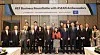 Korea Enterprises Federation Chairman Sohn Kyung-shik, center in the first row, poses with ambassadors of Asean countries to land support for Busan's bid to host World Expo 2030, at Four Seasons hotel in central Seoul on Monday. [KOREA ENTERPRISES FEDERATION]