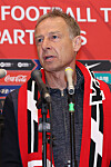 Korean national football team manager Jurgen Klinsmann speaks to reporters following his arrival at Incheon International Airport in Incheon on Wednesday. [YONHAP]