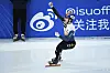 Hwang Dae-heon celebrates after winning the men's 1000-meter final of the 2021-22 ISU World Cup Short Track at the Capital Indoor Stadium in Beijing on October 24. [AFP/YONHAP]