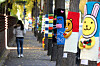 Trees are wrapped with colorful warmers on a street in Gwangmyeong, Gyeonggi, on Wednesday as it gets chilly.  [NEWS1]