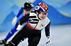 Choi Min-jeong reacts after winning the women's 1,500-meter final during the short track speed skating competition at the 2022 Winter Olympics on Wednesday at Capital Indoor Stadium in Beijing. [AP/YONHAP]