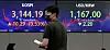 A screen in Hana Bank's trading room in central Seoul shows the Kospi closing at 3,144.19, up 10.29 points, or 0.33 percent from the previous trading day. [NEWS1]