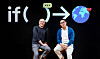 Kakao co-CEOs Cho Soo-yong, left, and Yeo Min-soo smile on stage after an online press conference Wednesday, [KAKAO]