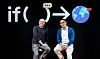 Kakao co-CEOs Cho Soo-yong, left, and Yeo Min-soo smile on stage after an online press conference Wednesday, [KAKAO]