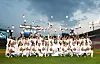 SSG Landers players and staff pose for a photo to celebrate winning the 2022 KBO regular season title ahead of a game against the Doosan Bears at Jamsil Baseball Stadium in southern Seoul on Wednesday. The Landers this season became the first team in KBO history to win a wire-to-wire title, although they did lose 5-2 to the Bears after the celebration. [SSG LANDERS]