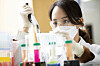 A Celltrion researcher conducts a test of its biosimilar product at the company's lab in Songdo, Incheon. [CELLTRION]