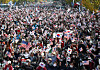 Members of conservative civic groups protest against the Democratic Party and former Moon Jae-in government on Saturday in Jung District, central Seoul. [NEWS1]