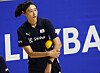 Kim Yeon-koung watches a Volleyball Nations League game between Korea and the Dominican Republic at West Suwon Chilbo Gymnasium in Suwon, Gyeonggi on June 29. [YONHAP]