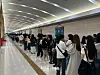 Fans of the hit tvN drama ″Lovely Runner″ queue outside The Hyundai Seoul department store in Yeouido in western Seoul for the ″Lovely Runner″ pop-up store that opened Thursday. [DANIELA GONZALEZ PEREZ]